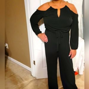 Black off the shoulder pants jumpsuit